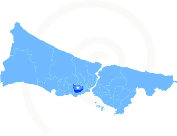 Imagem Vetor Mapa Istambul Com Cada Distrito Administrativo Onde Bahcelievler —  Vetores de Stock