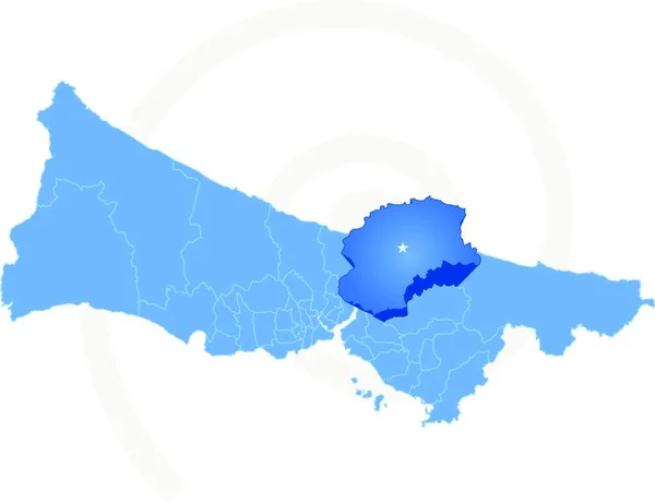 Vector Image Map Istanbul Each Administrative District Beykoz Pulled Out — Stock Vector