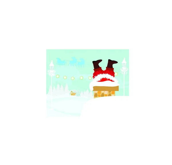 Père Noël Coincé Dans Cheminée — Image vectorielle