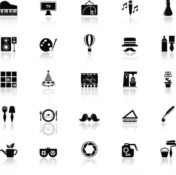 Art Activity Icons Reflect White Background Stock Vector — Stock Vector