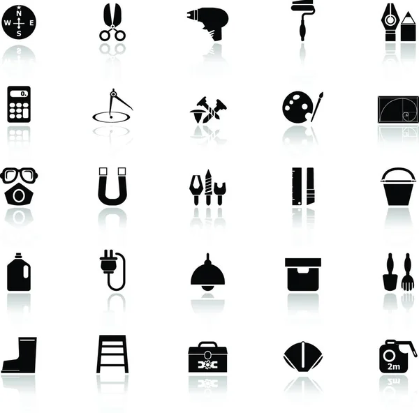 Diy Tool Icons Reflect White Background Stock Vector — Stock Vector