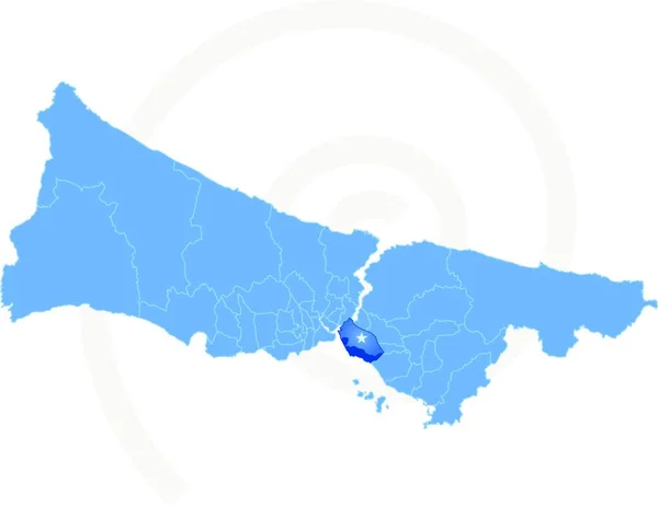 Imagem Vetorial Istambul Mapa Com Distritos Administrativos Onde Kadikoy Puxado —  Vetores de Stock