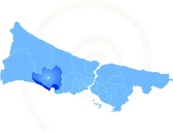 ベクトル画像 白地にBuyukcekmesが孤立した行政区とイスタンブール地図 — ストックベクタ