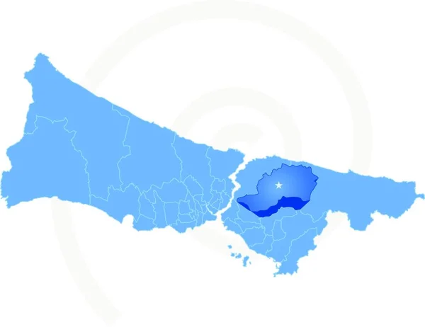 Vektorbild Istanbul Karte Mit Verwaltungsbezirken Denen Cekmekoy Isoliert Auf Weißem — Stockvektor