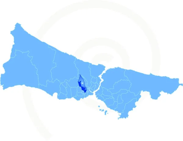Vektorbild Istanbul Karte Mit Verwaltungsbezirken Denen Esenler Isoliert Auf Weißem — Stockvektor