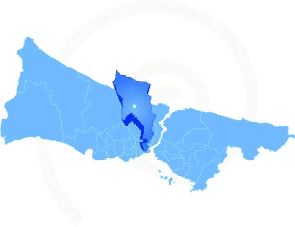 Vector Image Istanbul Karte Mit Verwaltungsbezirken Denen Eyup Isoliert Auf — Stockvektor