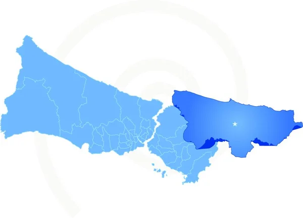 Imagem Vetorial Istambul Mapa Com Distritos Administrativos Onde Sile Puxado — Vetor de Stock