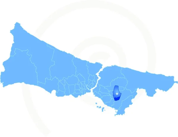 Imagem Vetorial Istambul Mapa Com Distritos Administrativos Onde Sultanbeyli Puxado —  Vetores de Stock