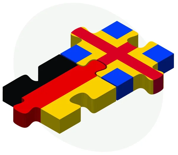 Banderas Alemania Islas Aaland Puzzle Aisladas Sobre Fondo Blanco — Vector de stock