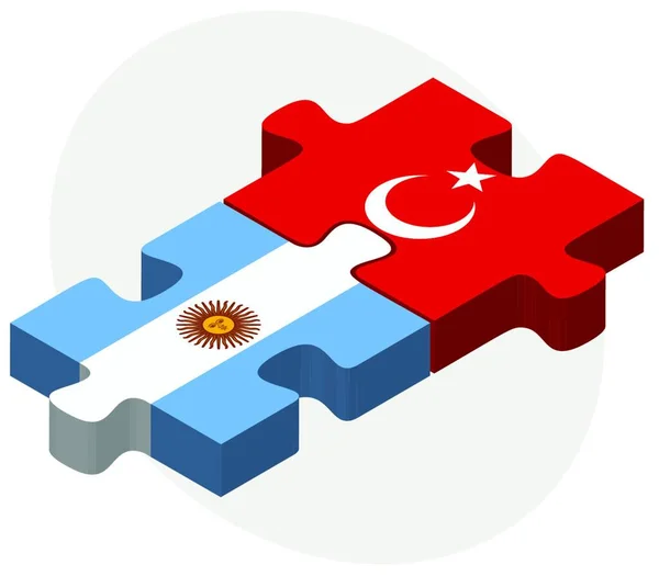 Banderas Argentina Turquía Puzzle Aisladas Sobre Fondo Blanco — Archivo Imágenes Vectoriales