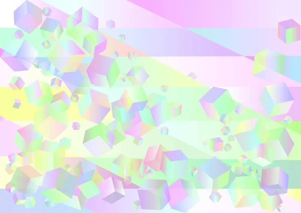 带有彩色立方体和色块的抽象背景 — 图库矢量图片