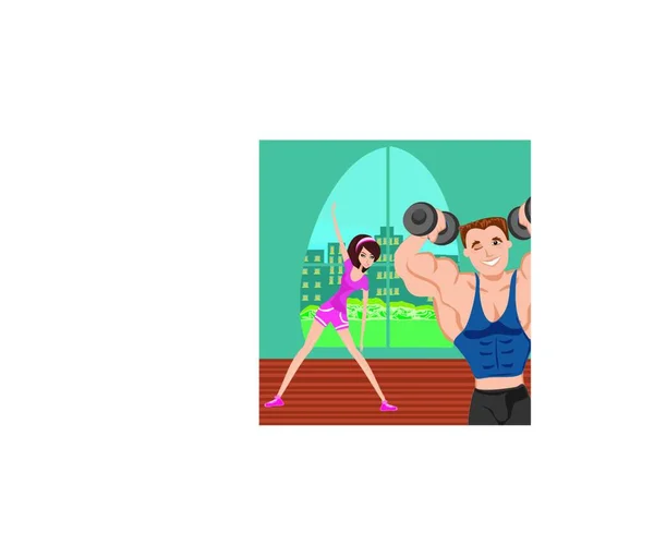 Hombre Mujer Gimnasio — Vector de stock