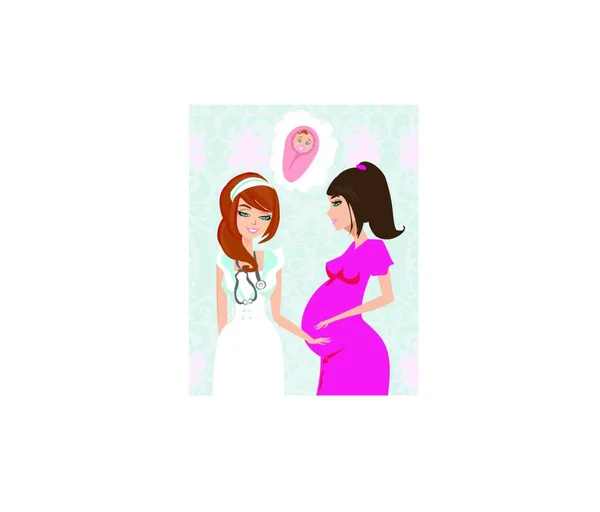 Illustration Gravid Kvinna Som Har Prenatal Kontroll — Stock vektor