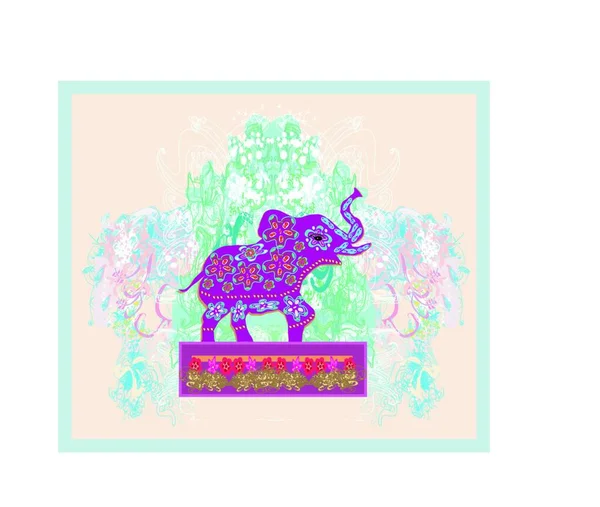 Ornamento Indiano Vintage Com Elefante — Vetor de Stock