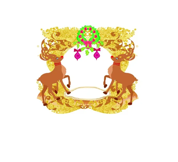 驯鹿圣诞卡的设计 — 图库矢量图片