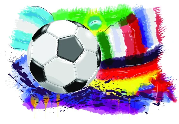 Ball Und Fahnen Fußball Und Abstrakte Grunge Fahnen — Stockvektor