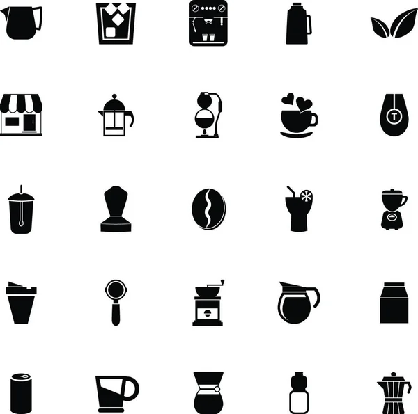 Koffie Thee Pictogrammen Witte Achtergrond Voorraad Vector — Stockvector