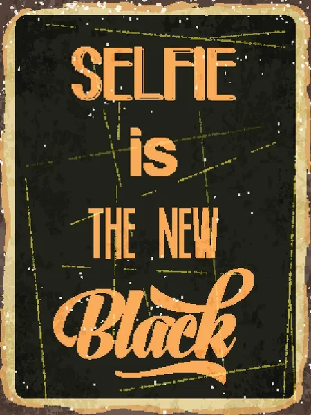 Signo Metal Retro Selfie New Black Eps10 Formato Vectorial — Vector de stock