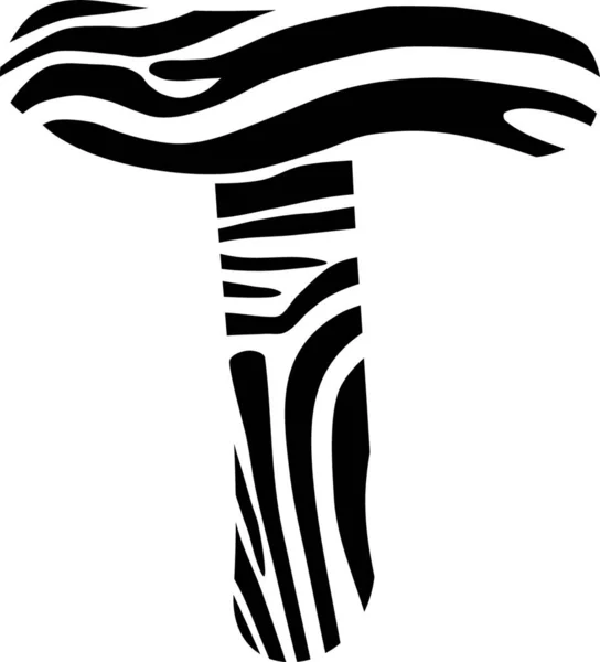 ゼブラカモフラージュ 文字Tで構成されるフォント — ストックベクタ