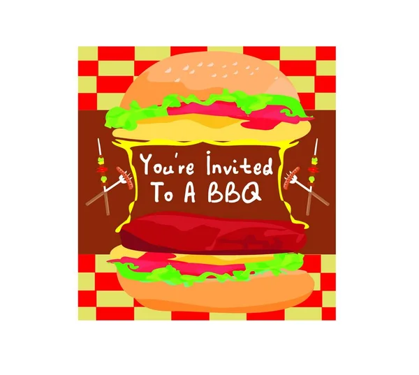 Invitation Bbq Party Big Burger — Image vectorielle