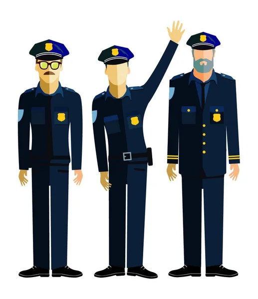 Polisman Med Uniform Och Polis Vektor Illustration — Stock vektor