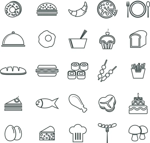 Iconos Línea Alimentos Sobre Fondo Blanco Vector Stock — Vector de stock