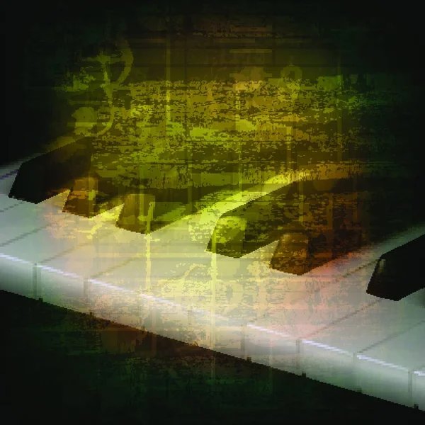 Abstrato Grunge Música Fundo Com Teclas Piano Verde — Vetor de Stock