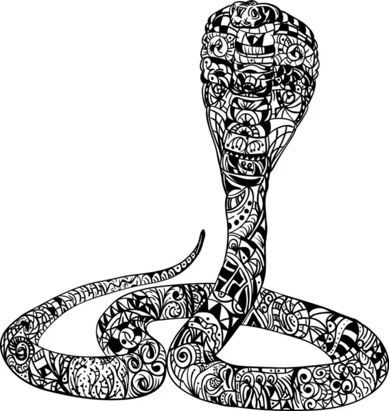 Vector Snake Zentangle Isolated Background — Stock Vector