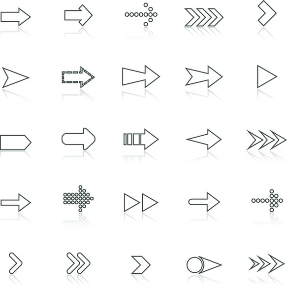 Icônes Ligne Flèche Avec Réflexion Sur Blanc Vecteur Stock — Image vectorielle