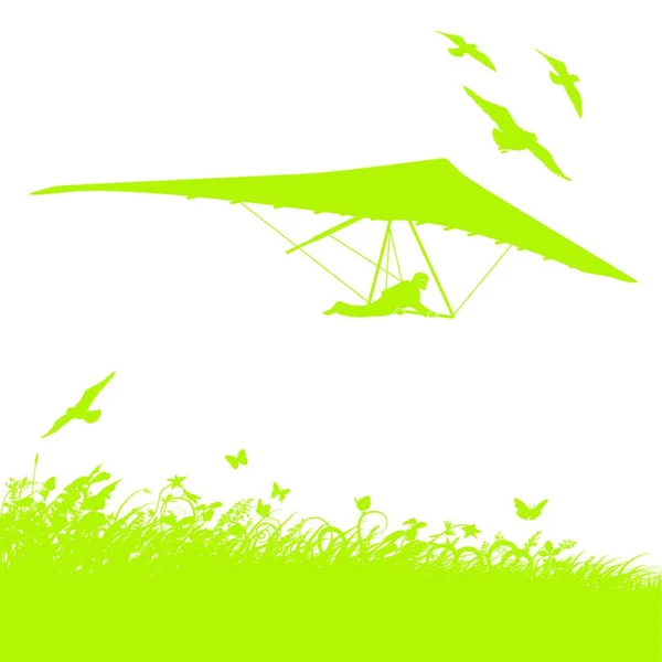 Травинки Птицы Дельтапланеры — стоковый вектор