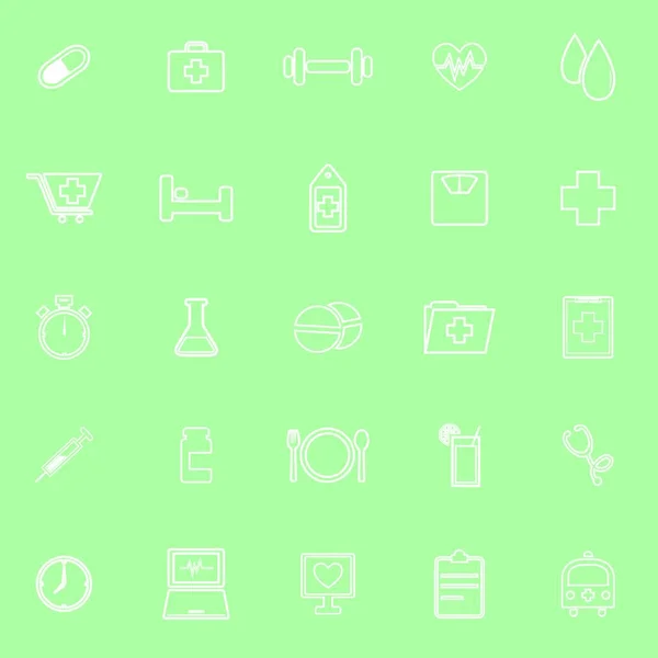 Health Line Icons Green Background Stock Vector — Stock Vector