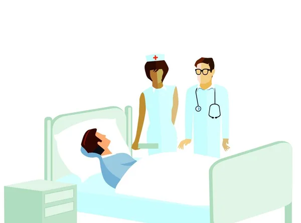 Médico Paciente Corredor Hospitalar —  Vetores de Stock