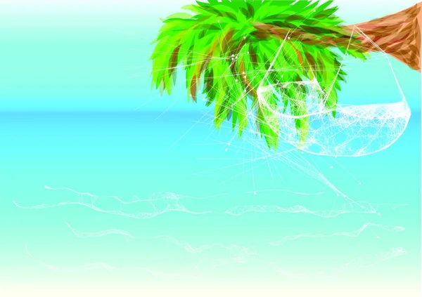 Playa Hawaii Hamaca Una Palmera — Vector de stock