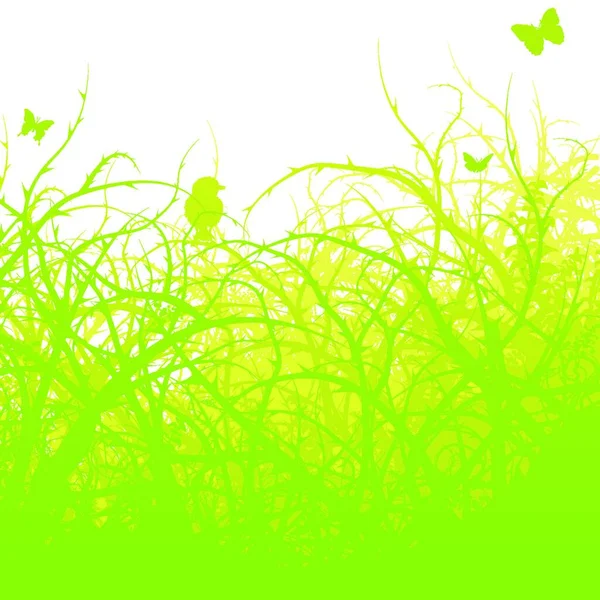 幼鸟在荆棘丛中 — 图库矢量图片