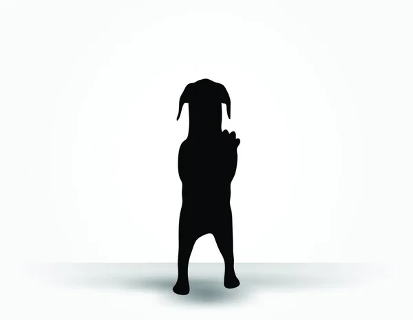 ベクトル画像 白の背景に隔離されたデフォルトのポーズで犬のシルエット — ストックベクタ