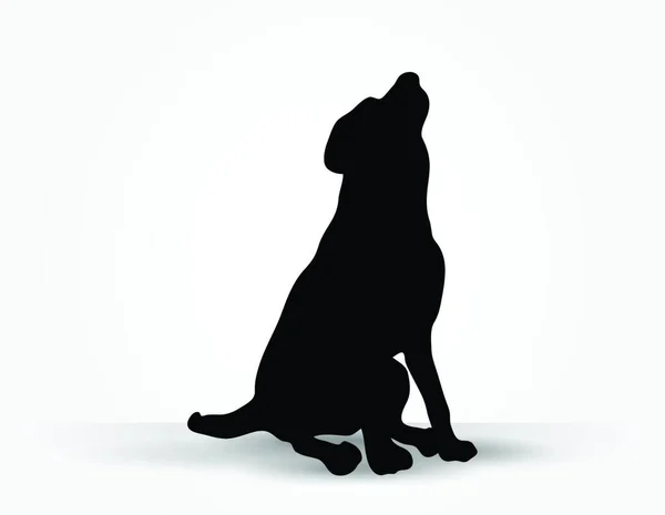 Vector Image Dog Silhouette Default Pose Isolated White Background — Stock Vector