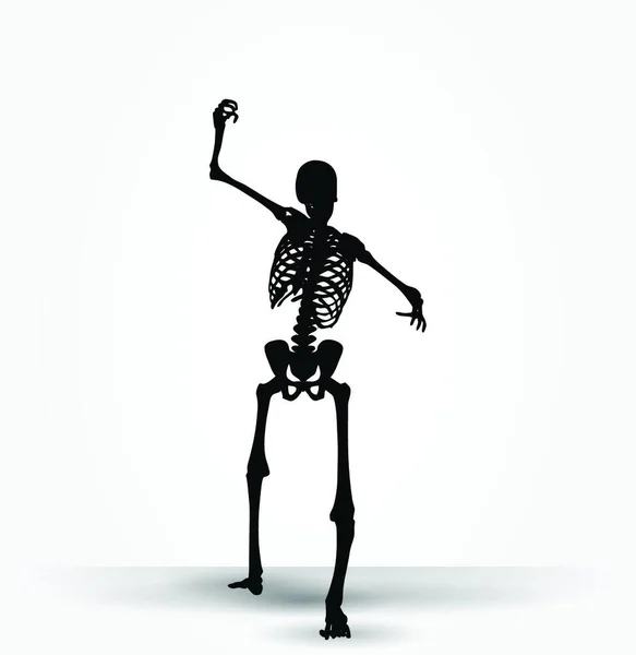 Векторное Изображение Силуэт Скелета Устрашающей Позе Белом Фоне — стоковый вектор