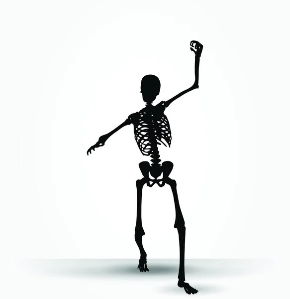 Imagem Vetora Silhueta Esqueleto Postura Intimidante Isolado Fundo Branco — Vetor de Stock