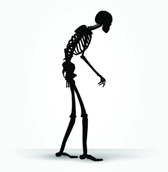 Image Vectorielle Silhouette Squelette Dans Une Vieille Pose Marche Isolée — Image vectorielle