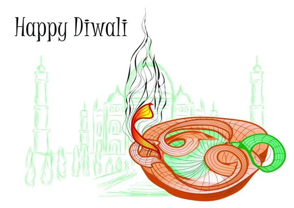 Semester Diwali Snygg Glödande Diwali Diya Bakgrund — Stock vektor