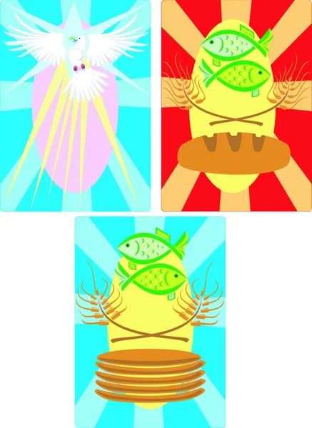 Conjunto Símbolos Cristãos Obra Arte Temática Cristã Representando Paz Espírito — Vetor de Stock