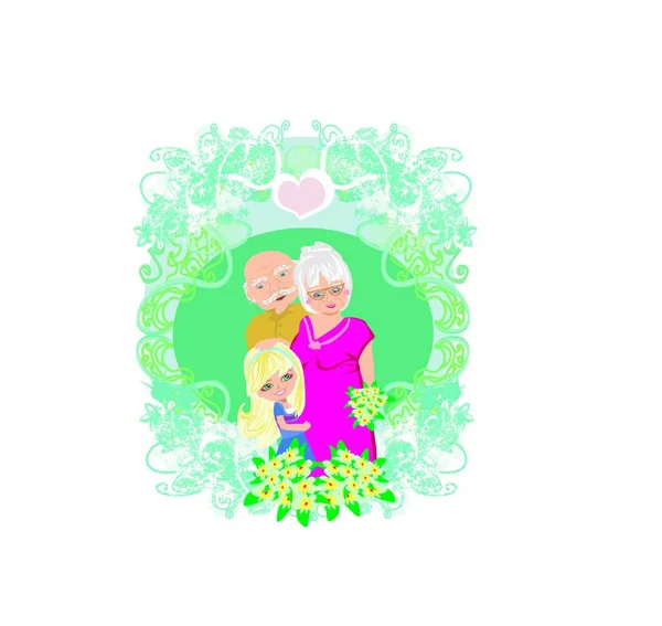 Ilustración Vectorial Una Niña Madre Con Ramo Flores — Vector de stock