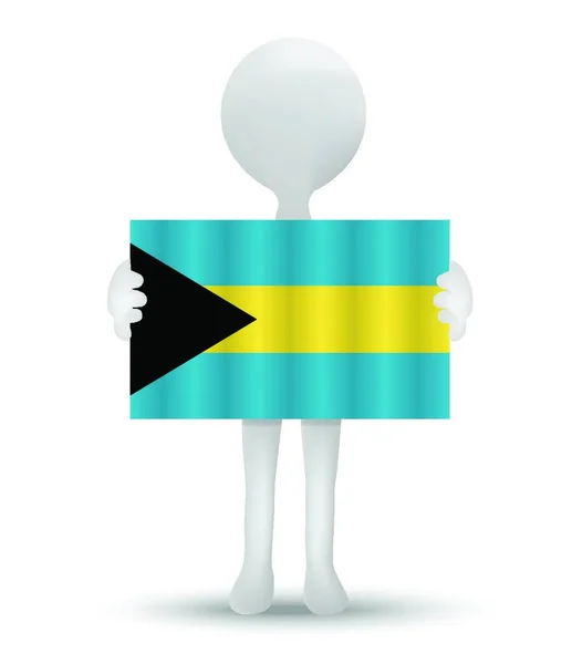 Small Man Holding Flag Commonwealth Bahamas — Stock Vector