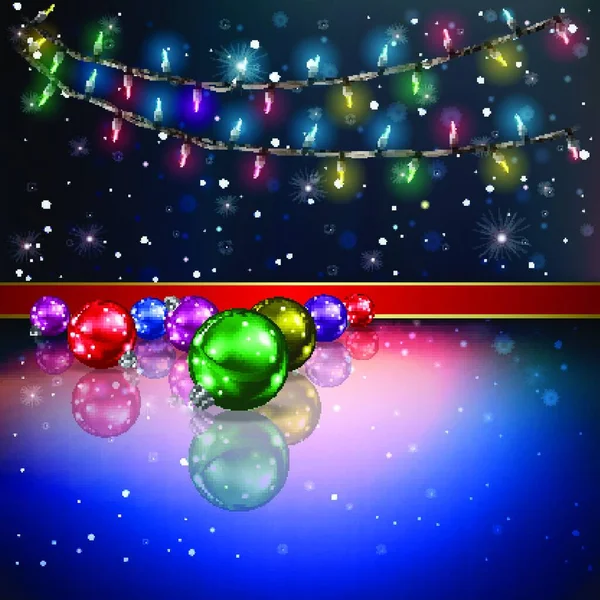クリスマスライトと装飾の抽象的な背景 — ストックベクタ
