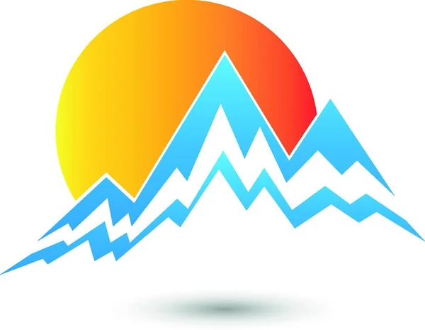 Mountains Sun Logo Travel Agency Summit — Stock Vector