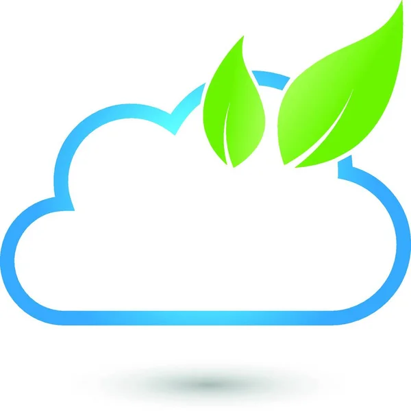 Cloud Computing Cloud Foglie Green — Vettoriale Stock