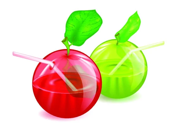 Μήλα Δύο Μήλα Απομονωμένα Λευκό Φόντο — Διανυσματικό Αρχείο