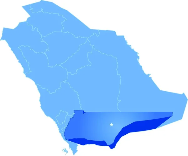 沙特阿拉伯的地图 纳贾兰地区被撤出 被白色背景隔离 — 图库矢量图片