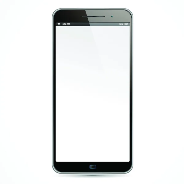 具有白色屏幕和黑色框架的现实而孤立的新型智能手机 — 图库矢量图片