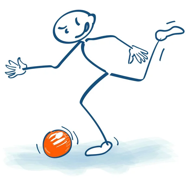 サッカーボールと棒の図 — ストックベクタ